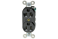 Product image for Woodhead 5252DWI Safeway® Duplex Spec - Grade Receptacle, 2 Pole/3 Wire, NEMA 5-15, 125V, Ivory