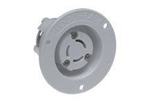 Product image for Woodhead 2507MB Safeway® Flanged Receptacle with Locking Blade, 3 Pole/3 Wire, Non-NEMA 15A/125V, 10A/250V