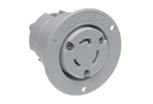 Product image for Woodhead 2748MB Safeway® Flanged Receptacle with Locking Blade, 2 Pole/3 Wire, NEMA L6-20, 250V