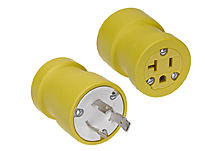 Product image for Woodhead 1740 Safeway® Adapter NEMA 1-15 Receptacle - Female End 15A/125V, NEMA L5-20 Plug - Male End, 20A/125V