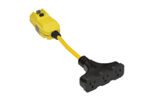Product image for Woodhead 15054-1TTM Super-Safeway® Right-Angle Industrial GFCI, Manual Reset, Molded NEMA 5-15 Tri-Tap, 15A, 120V, 0.61m (2.0' )Cord Length