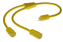 Product image for Woodhead 1447-Y Super-Safeway® Standard Molded Y Cordset, 2 Pole/3 Wire SOOW Cordset, Cordset Length 0.91m (3.0' ), NEMA 5-15, 125V