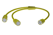 Product image for Woodhead 2647-Y Super-Safeway® Standard Molded Y Cordset, 2 Pole/3 Wire SOOW Cordset, Cordset Length 0.91m (3.0' ), NEMA L5-20, 125V