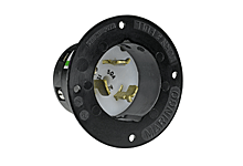 Product image for Woodhead CS6375 Safeway® Single Flanged Inlet with California Style Locking Blade, 3 Pole/4 Wire, Non-NEMA, 125V