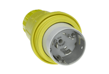 Product image for Woodhead CS63W65Watertite® Plug with California Style Locking Blade, 3 Pole/4 Wire, Non-NEMA, 50A/125V/250V, Cord Grip Body Size F5