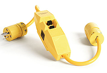 Product image for Woodhead 20051-1 Safeway® In-Line Commercial GFCI, Manual Reset, Flying Leads, 20A, 120V, 0.61m (2.0' )Cord Length