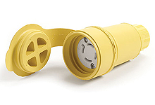 Product image for Woodhead 29W74Watertite® Connector with Locking Blade, 3 Pole/4 Wire, NEMA L14-30, 125V/250V, Cord Grip Body Size F4
