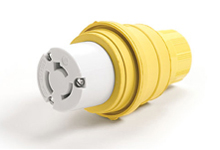 Product image for Woodhead 29W47MBWatertite® Connector for Male Receptacle with Locking Blade, Single Flip Coverplate, 2 Pole/3 Wire, NEMA L5-30, 125V, F4