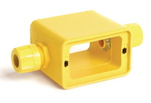 Product image for Woodhead 3091F Super-Safeway® Multiple Outlet Box, Extended Depth, 2-Sided, Feed-Thru, (2) F4 (1") Cord Grip Body, Box only