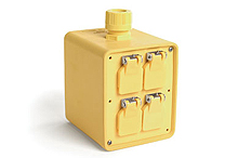 Product image for Woodhead 3215 Super-Safeway® Multiple Outlet Box, 2-Sided, F3 (3/4") Cord Grip Body, with (2) Double Duplex Cover Plates with Flip Lids