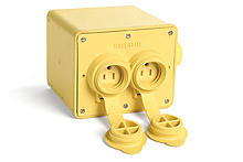 Product image for Woodhead 32W47Watertite® Heavy-Duty Multiple Outlet Box, (4) NEMA 5-15 Single with Flip Lids, Box only