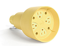 Product image for Woodhead 09106 Super-Safeway® Black Pendant Quad-Tap, (4) NEMA 5-15 Single Outlets with Max-Loc Wire Mesh Cord Grip