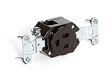 Product image for Woodhead 5361DW Safeway® Single Heavy Duty Spec - Grade Receptacle, 2 Pole/3 Wire, NEMA 5-20, 125V, Brown