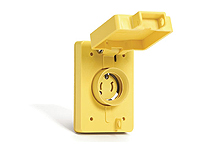 Product image for Woodhead 60W04Watertite® Receptacle with Single Flip Coverplate, 2 Pole/2 Wire, NEMA 1-15,125V