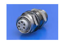 Product image for Woodhead 1R5030 Mini-Change® A-Size Bulkhead Feed-Through, 4 Poles, 7/8-16UN, Nickel Plated Brass, 0.049m (1.94") Length, 600V