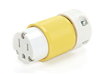 Product image for Woodhead 85269YL Safeway® Hospital Duty Connector, 2 Pole/3 Wire, NEMA 5-15 , 125V, Yellow