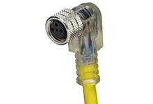 Product image for Woodhead 5030P1A10M050 Nano-Change® (M8) Single-Ended Cordset, 3 Poles, Female (90?) to 3 Poles, 5.0m Length, with LEDs, PVC Cable, Snap Coupling