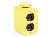 Product image for Woodhead 3000-1L143 Super-Safeway® Multiple Outlet Box, Standard Depth, 2-Sided, NEMA 5-15 Duplex Receptacles, Cord Clamp, Duplex Cover Plates, 1.83m (6.0' ) Cord Length, 14/3 SOOW Cord, 5-15 Plug
