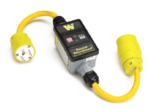 Product image for Woodhead 30051-1M Super-Safeway® In-Line Industrial GFCI, Portable, Single Phase, Manual Reset, NEMA L5-30 Plug, NEMA L5-30 Receptacle, 30A, 120V, 0.61m (2.0') Cord Length
