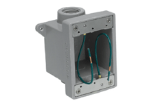 Product image for Woodhead 453GF F.D. Yellow Glass-Filled Polyester Box, Corrosion -resistant, (2) 19.05mm (.750") Threaded Knock-out Openings, GFCI 20A/125V, withWatertite® Silicone Coverplate