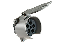 Product image for Woodhead Y561R 60 Amp Safeway® Pin & Sleeve Device, Exposition Receptacle with Flip Lid, with Flip Lid, 4 Pole/5 Wire Grounding