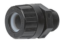 Product image for Woodhead 5528WBLK MAX-LOC® Strain Relief Cord-Sealing Grip, 1/2" NPT, Straight Male with O-Ring, Cable Diameter 9.53-11.10mm (.375-.437"), Polyester