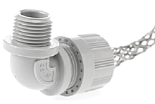 Product image for Woodhead 5557NM MAX-LOC® Strain Relief Cord-Sealing Grip, 1" NPT, Straight , Cable Diameter 19.05-22.23mm (.750-.875"), Non-Metallic Mesh