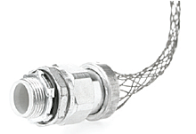 Product image for Woodhead 37101 Liquid-Tight Grip Strain Relief for Non-Metallic Type A Flexible Conduit, 1/2" NPT, Straight Male, Mesh Length 0.254m (10.00")