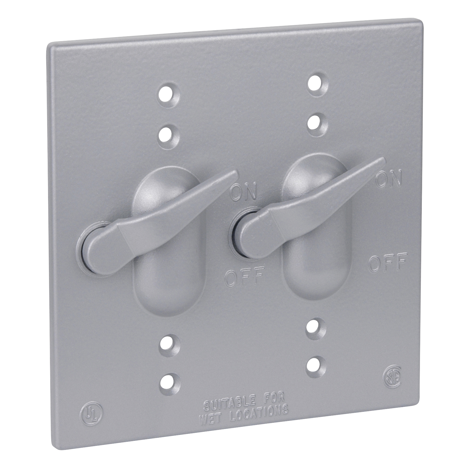 Product image for Red Dot 2CCT 2-Gang Silver Die-Cast Aluminum Receptacle Weatherproof Cover