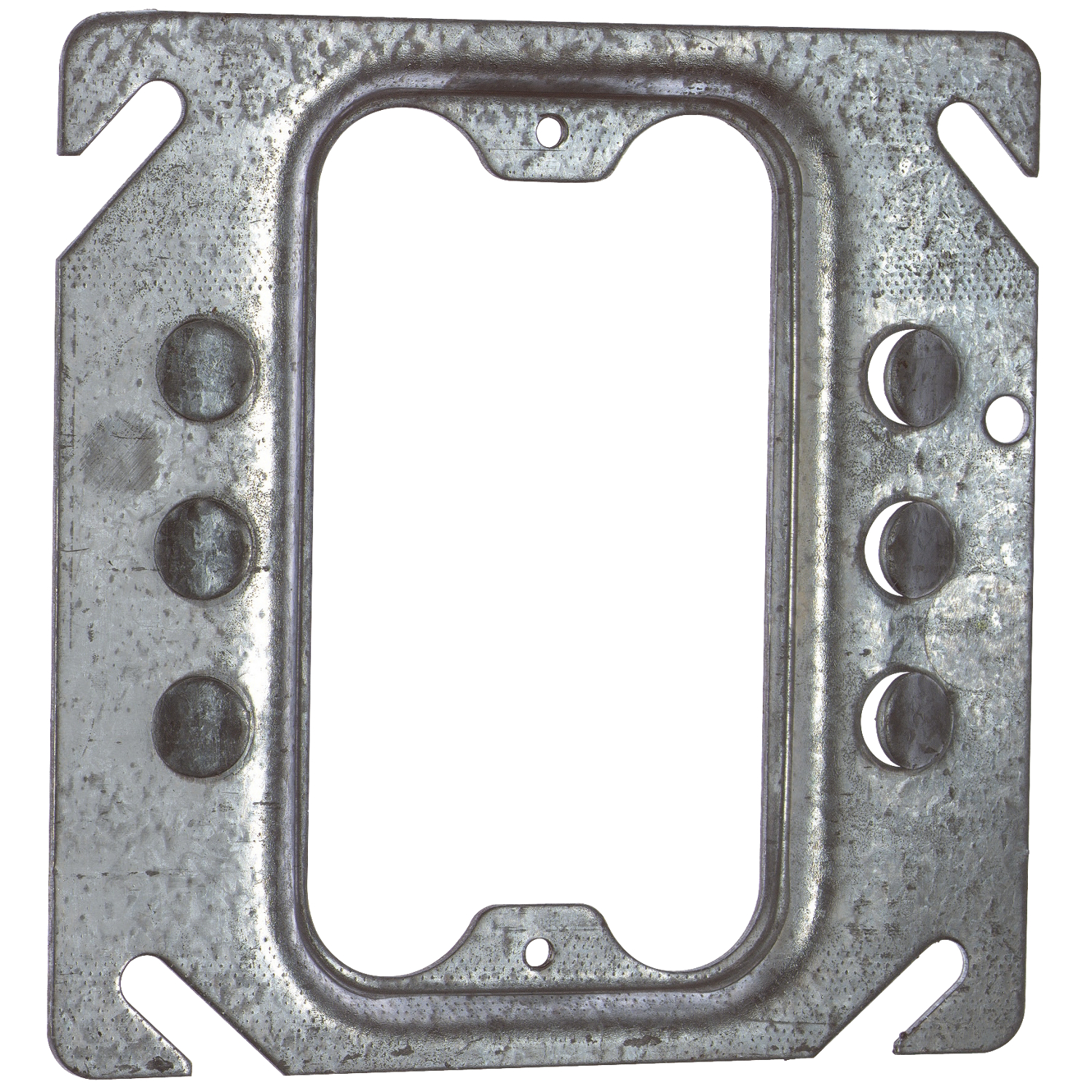 Product image for Steel-City 52C62 4" Steel Square Box Device Cover, 1/4" Raised, 1.5 cu.in., Keyed for Plaster