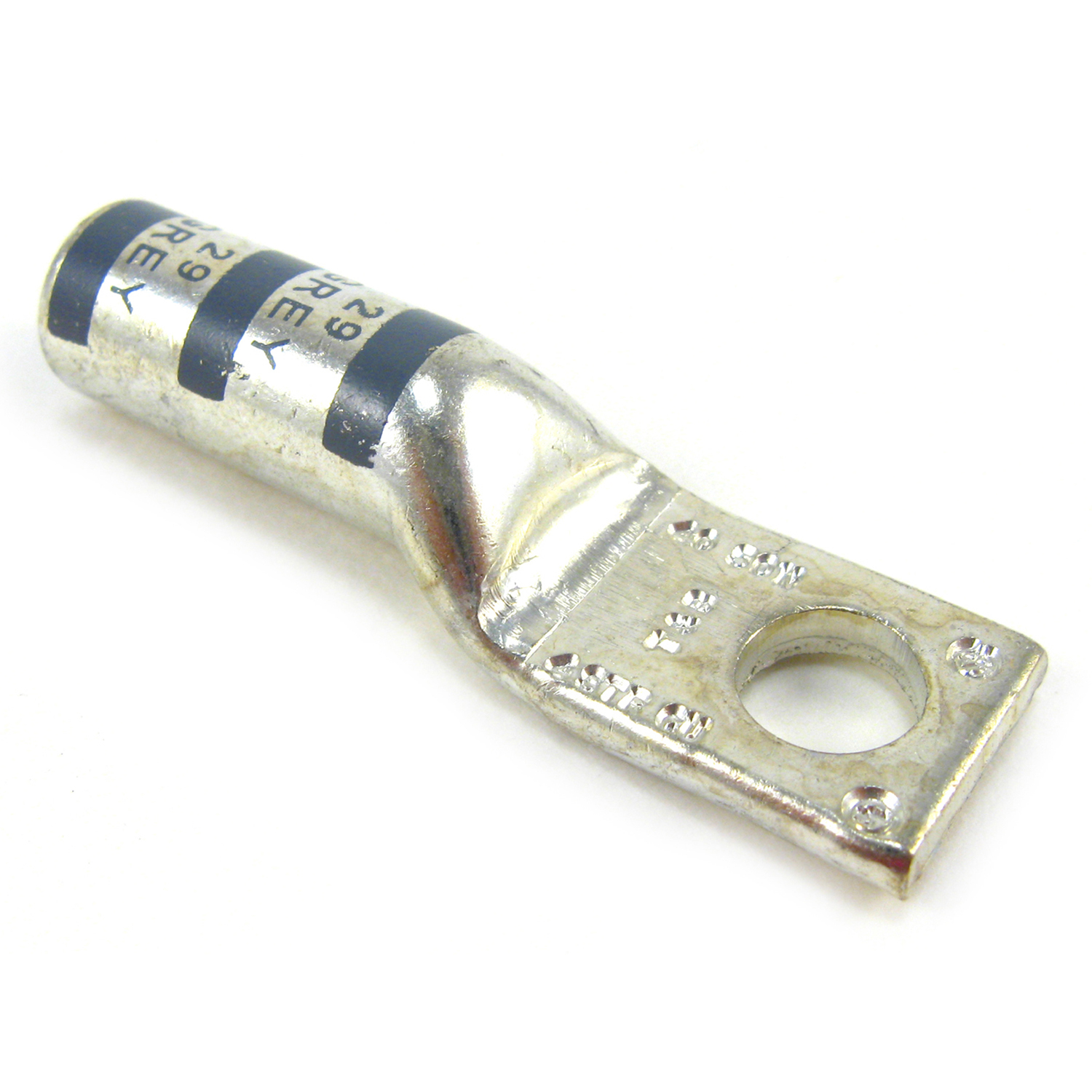 Product image for Thomas & Betts 54906BE06 4 AWG Tiined Copper Long Barrel 1-Hole Compression Lug