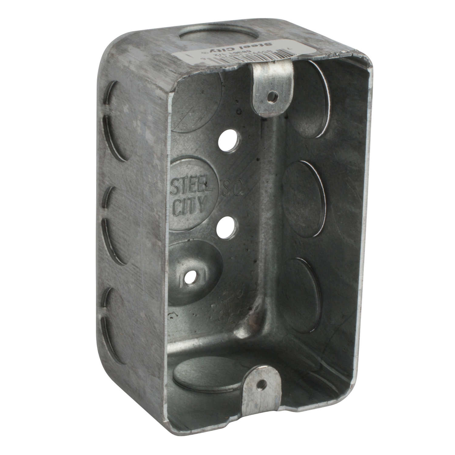 Product image for Steel City 68361-1/2 4-1/8 x 2-1/2 Inch Dimension 17cu.in Steel Utility Box with 1/2 Inch Knockout