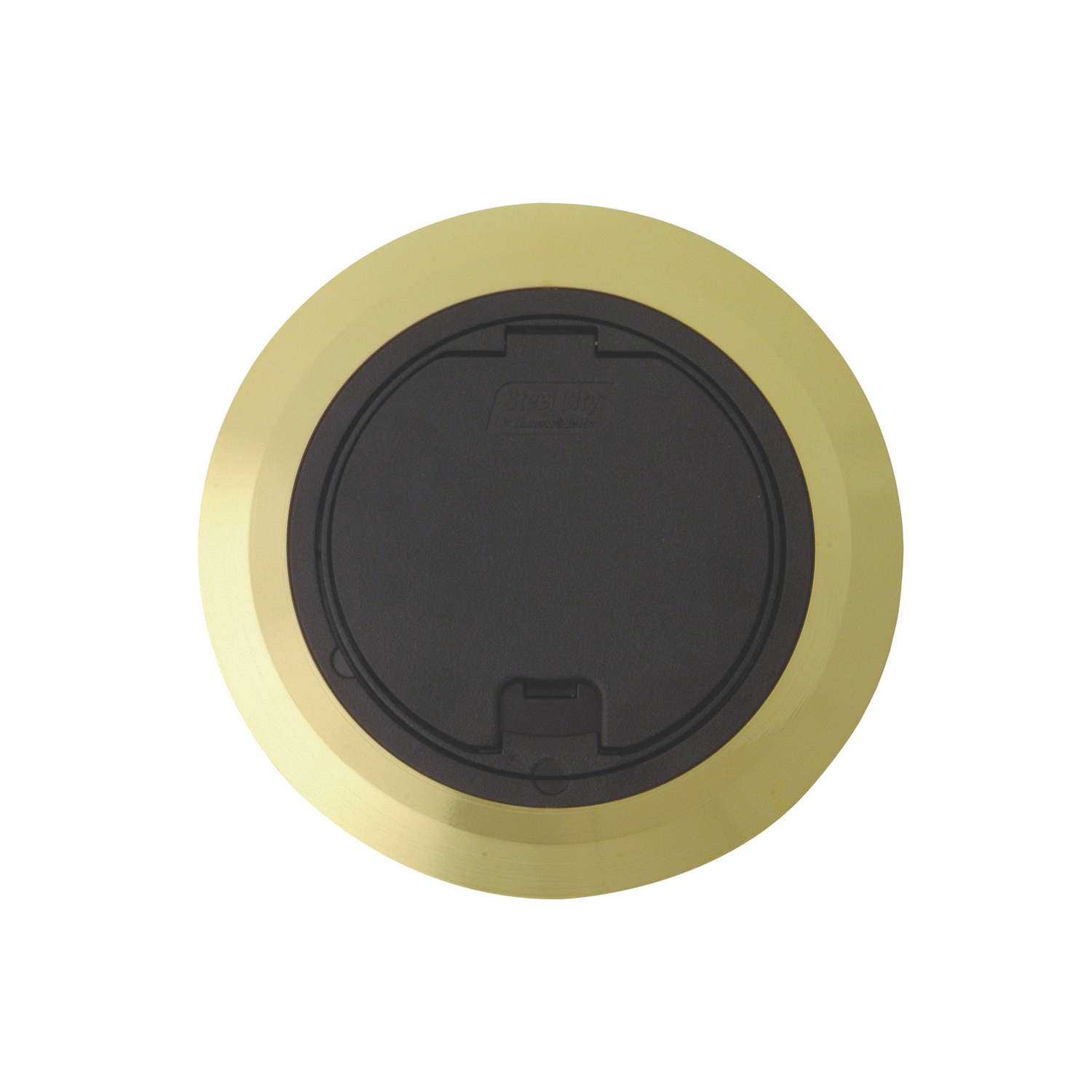 Product image for Steel City 68R-CST-BRS Black Round Recess Cover with Brass Flange