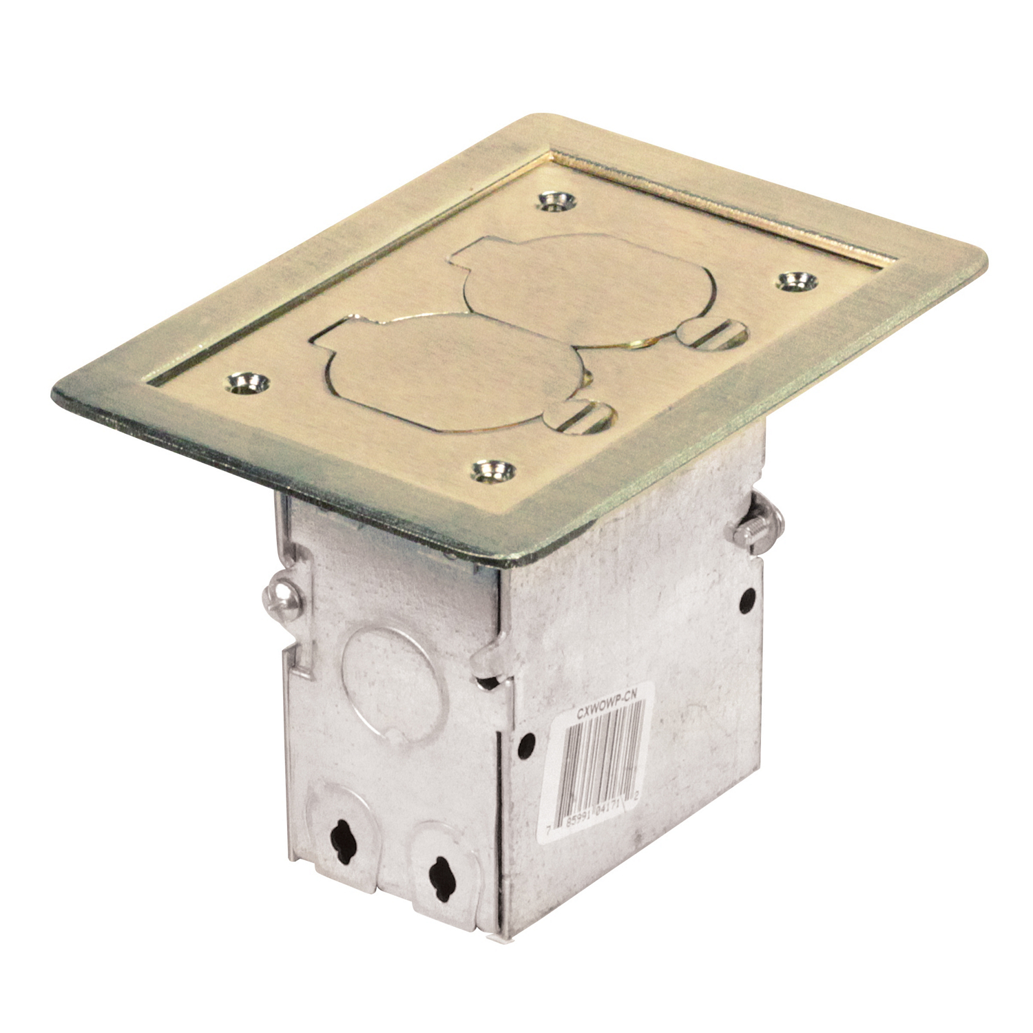 Product image for Steel City 71W-DS-N 1-Gang Duplex Receptacle Nickel Rectangle Residential Floor Box