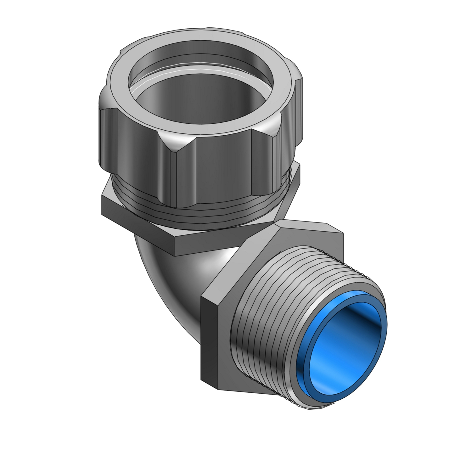 Product image for Thomas & Betts 7353 PG Metric Thread Liquidtight 90deg Connector, Nylon-Insulated, 1/2" Flex Conduit, PG16 Metric Thread