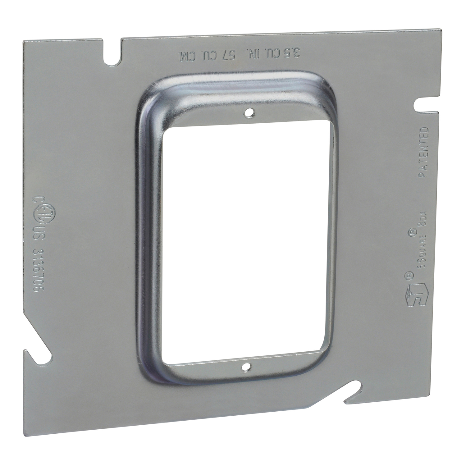 Product image for Steel City 82C-1G-1/2 5 x 1/2 Inch 1-Gang 5.8 In... Steel Raised Square Box Extension Ring