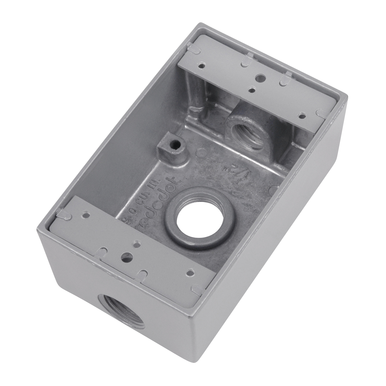 Product image for Red Dot DIH3-1-LM Silver Die-Cast Aluminum 3-Hole 1-Gang 1/2 Inch Weatherproof Box