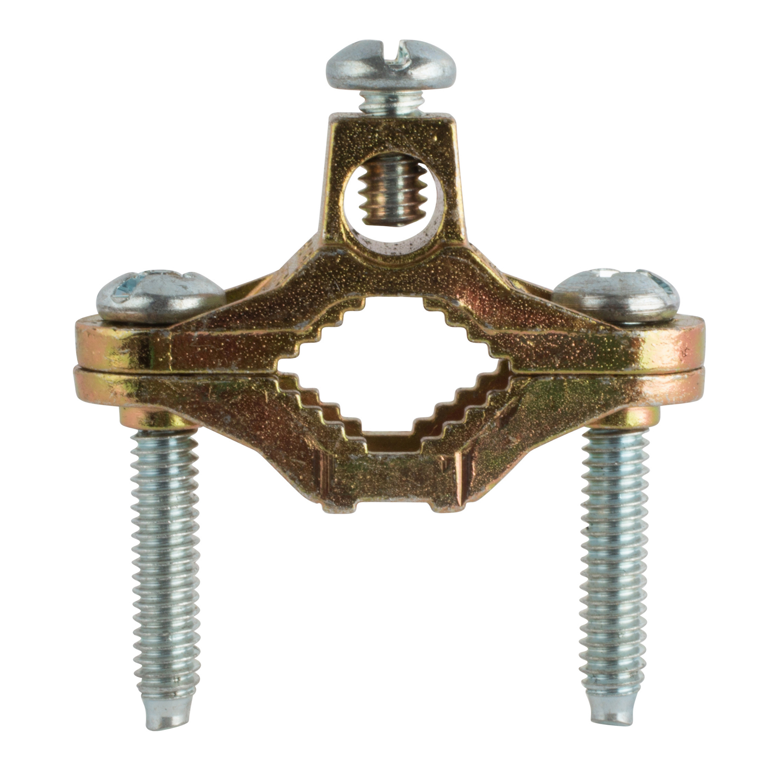 Product image for Steel City GC-203B 1/2 Inch to 1 Inch Die-Cast Brass Colored Ground Clamp