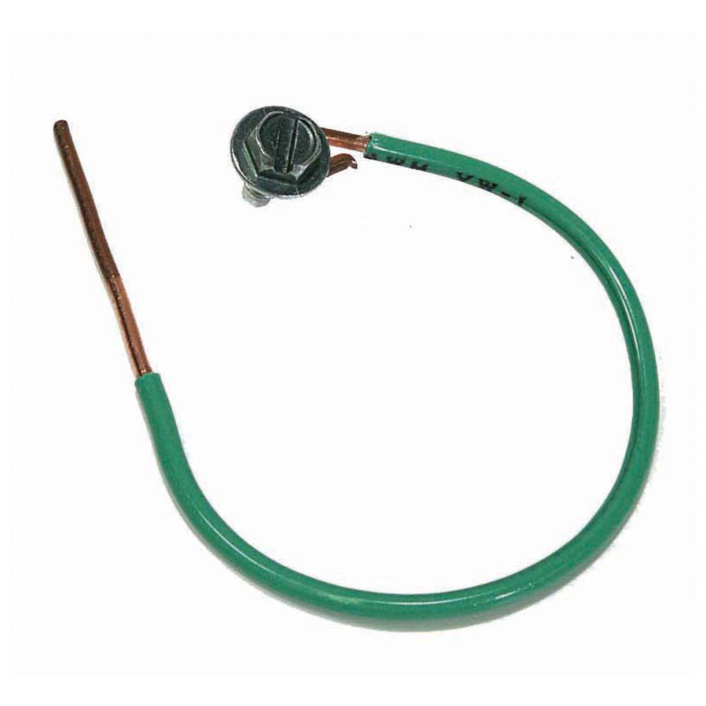 Product image for Steel City GSC-12 6" #12 AWG Insulated Solid Wire with 10-32 x 3/8" Grounding Screw