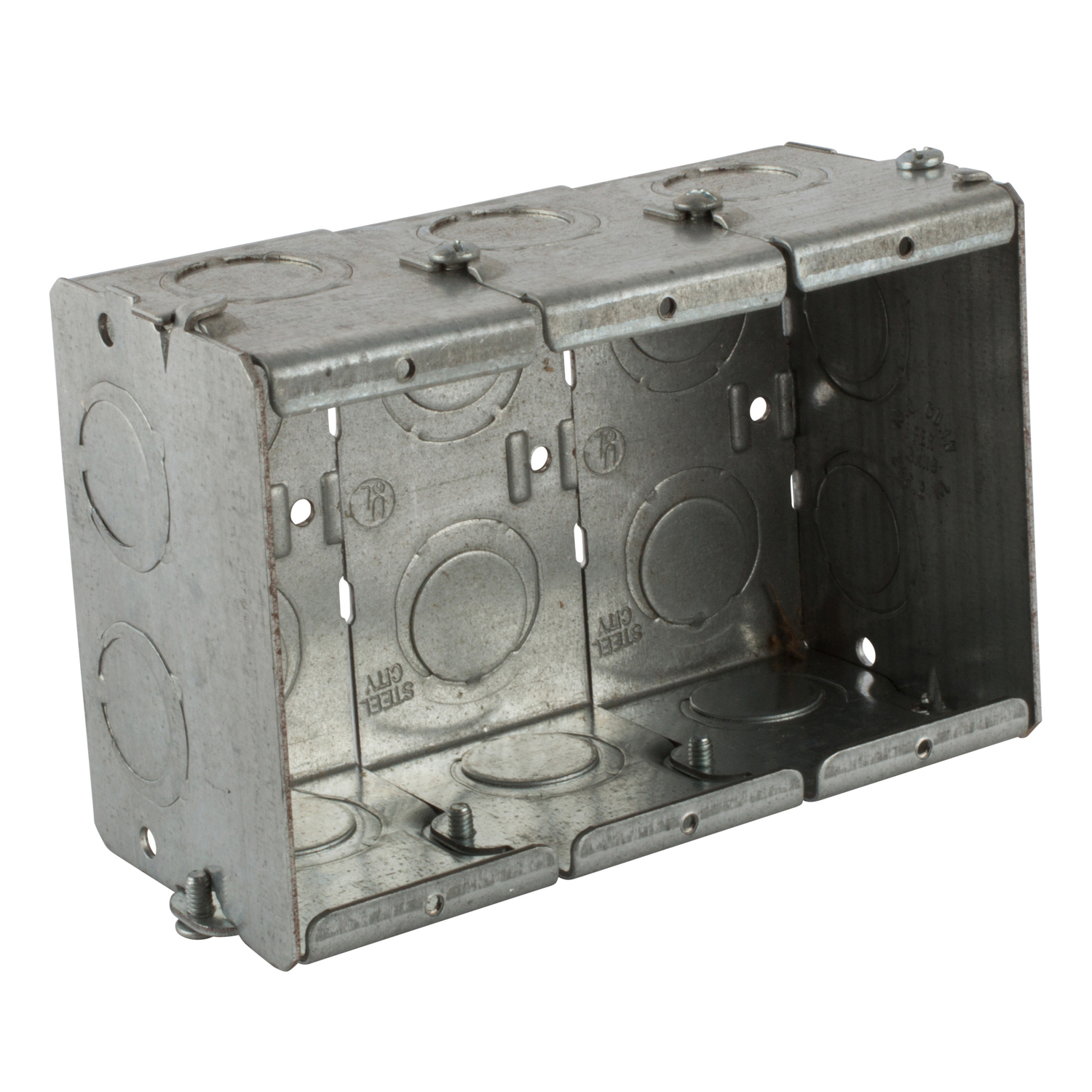 Product image for Steel City GW-325-G 3-3/4" x 5-9/16" Gangable Masonry Box, 2-1/2" Deep, 1/2" & 3/4" KO's, Steel, 47.4"³