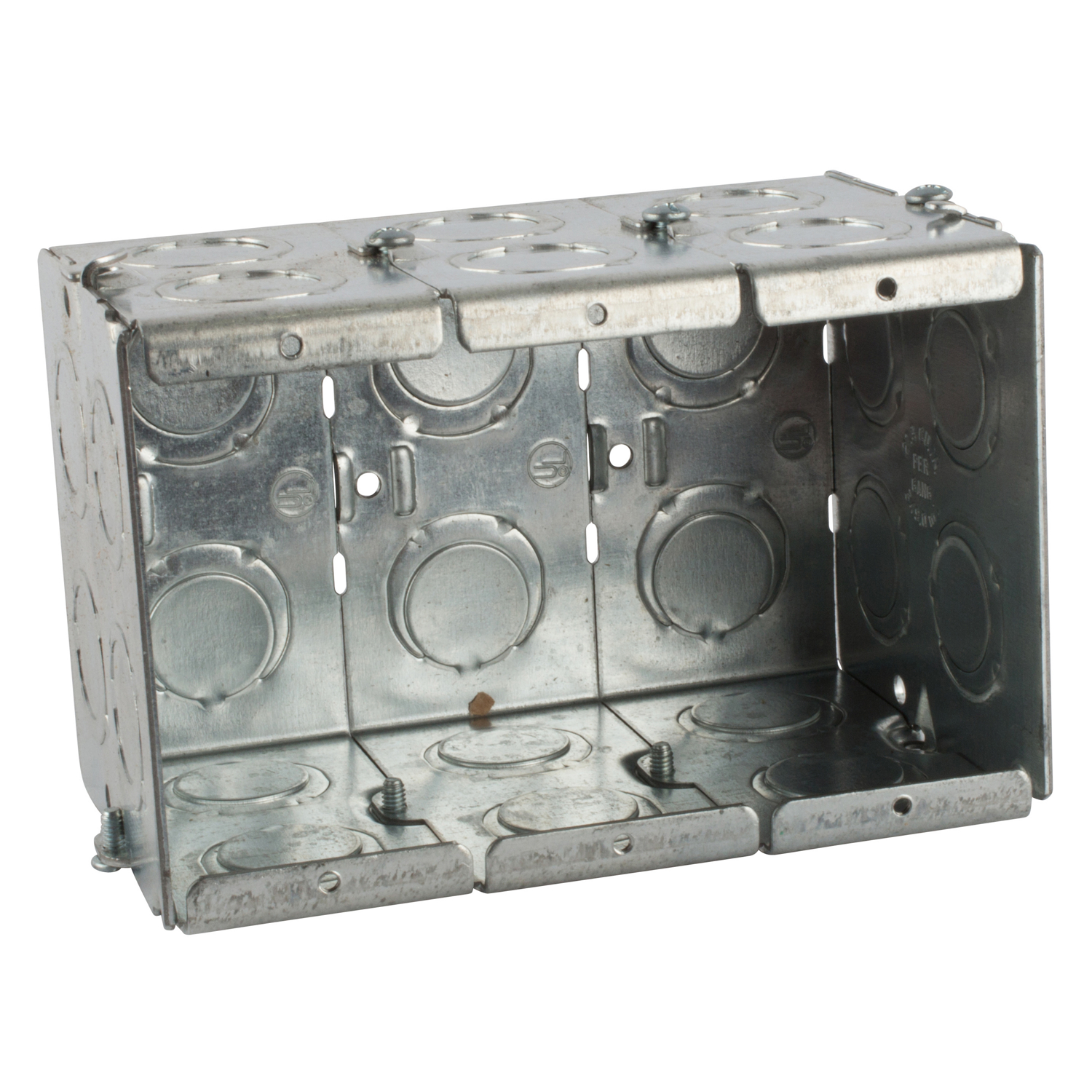 Product image for Steel City GW-335-G 3-3/4" x 5-9/16" Gangable Masonry Box, 3-1/2" Deep, 1/2" & 3/4" KO's, Steel, 71.0"³