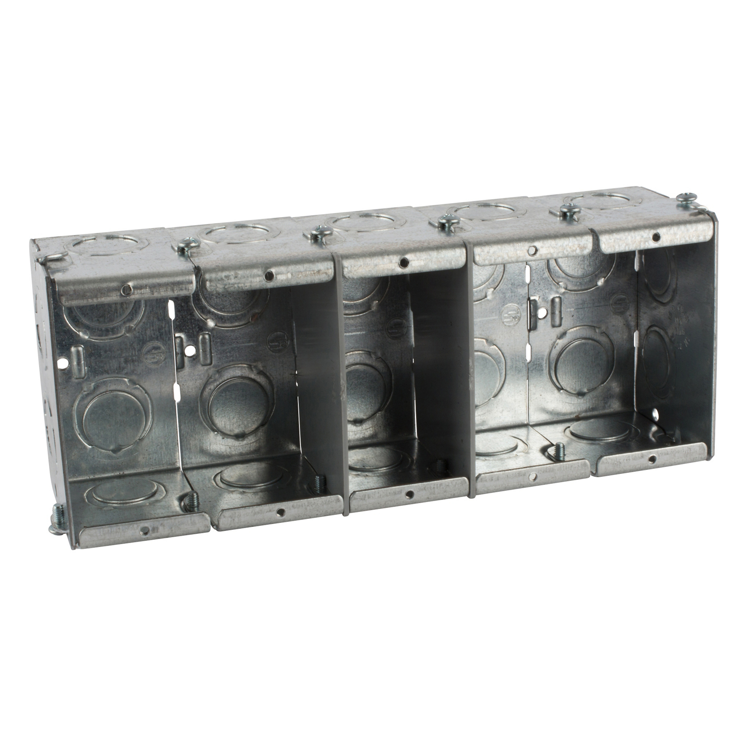 Product image for Steel City GW-525-G 3-3/4" x 9-3/16" Gangable Masonry Box, 2-1/2" Deep, 1/2" & 3/4" KO's, Steel, 79.0"³