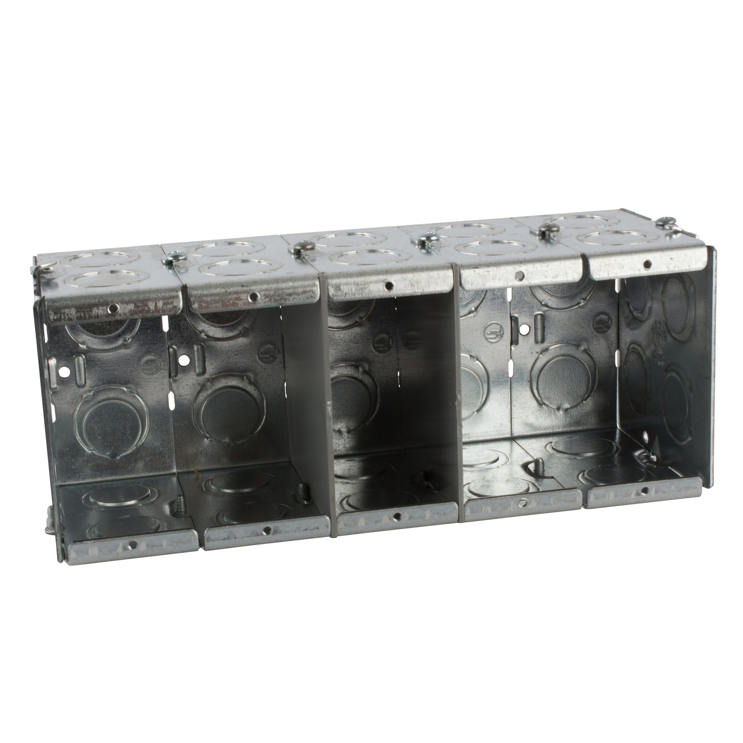 Product image for Steel City GW-535-G 3-3/4" x 9-3/16" Gangable Masonry Box, 3-1/2" Deep, 1/2" & 3/4" KO's, Steel, 111.7"³