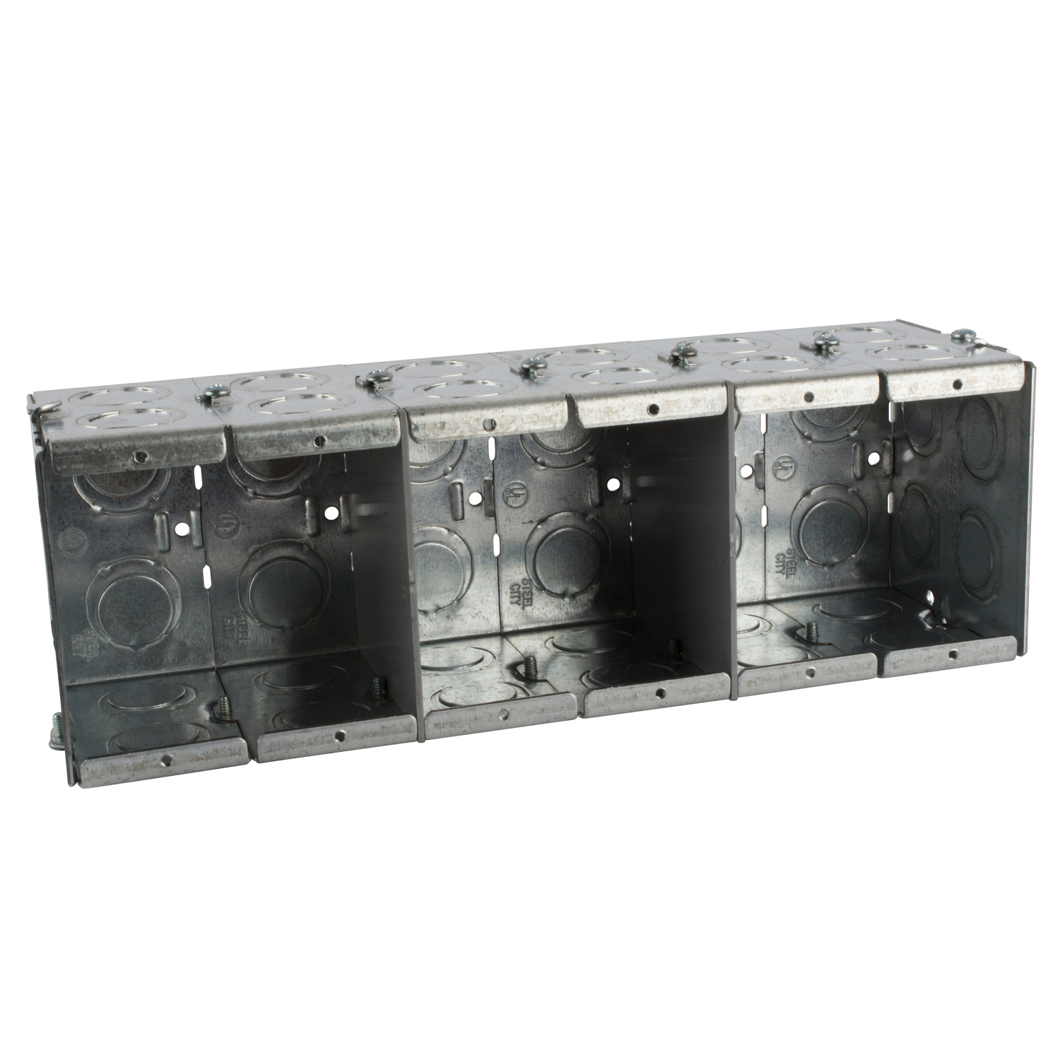 Product image for Steel City GW-635-G 3-3/4" x 11" Gangable Masonry Box, 3-1/2" Deep, 1/2" & 3/4" KO's, Steel, 134.0"³