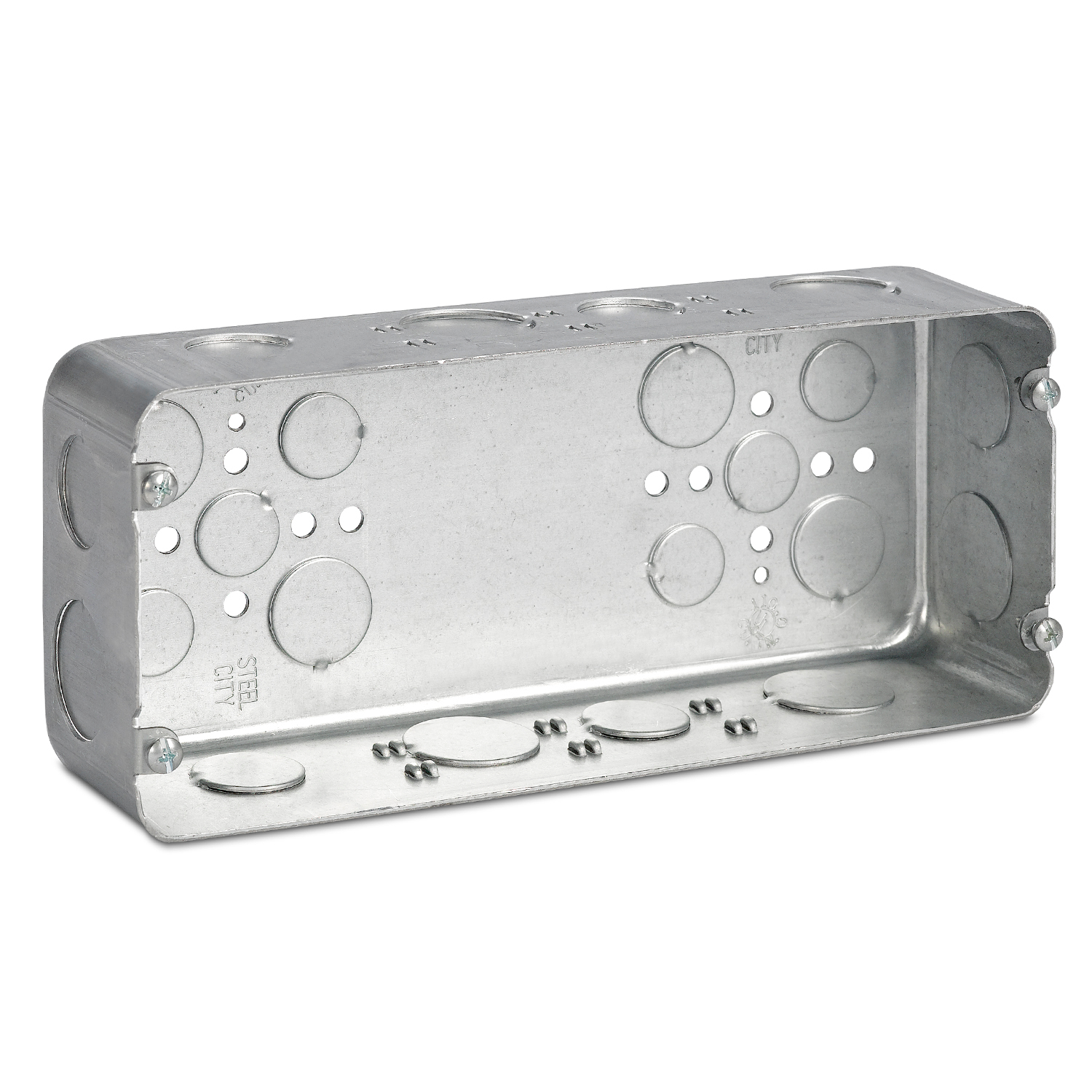 Product image for Steel City H4BD-3/4-1 4-Gang Deep Box with 1 and 3/4 Inch Knockouts