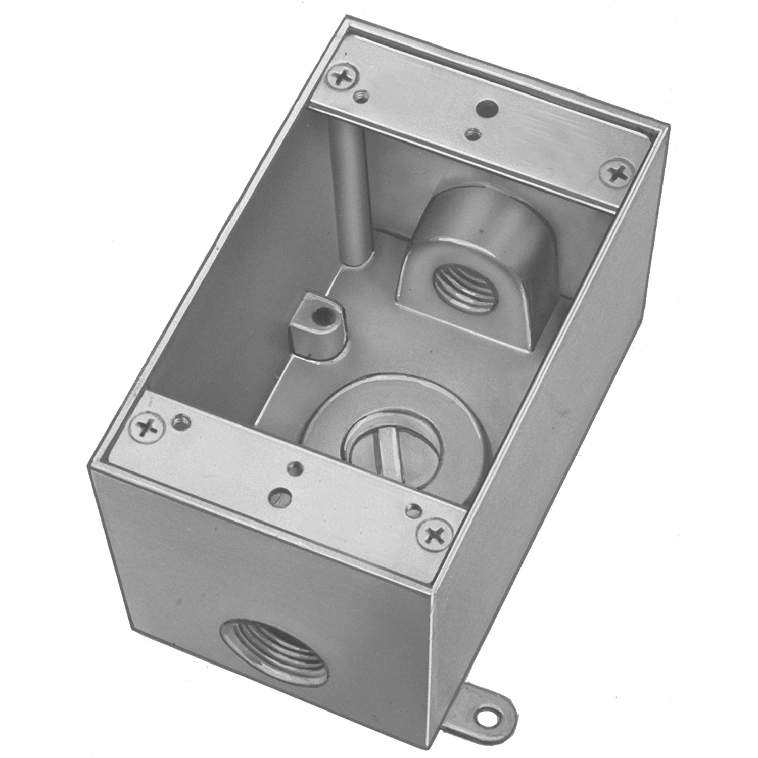 Product image for Red Dot DIH3-2-LM Silver Die-Cast Aluminum 3-Hole 1-Gang 3/4 Inch Weatherproof Box