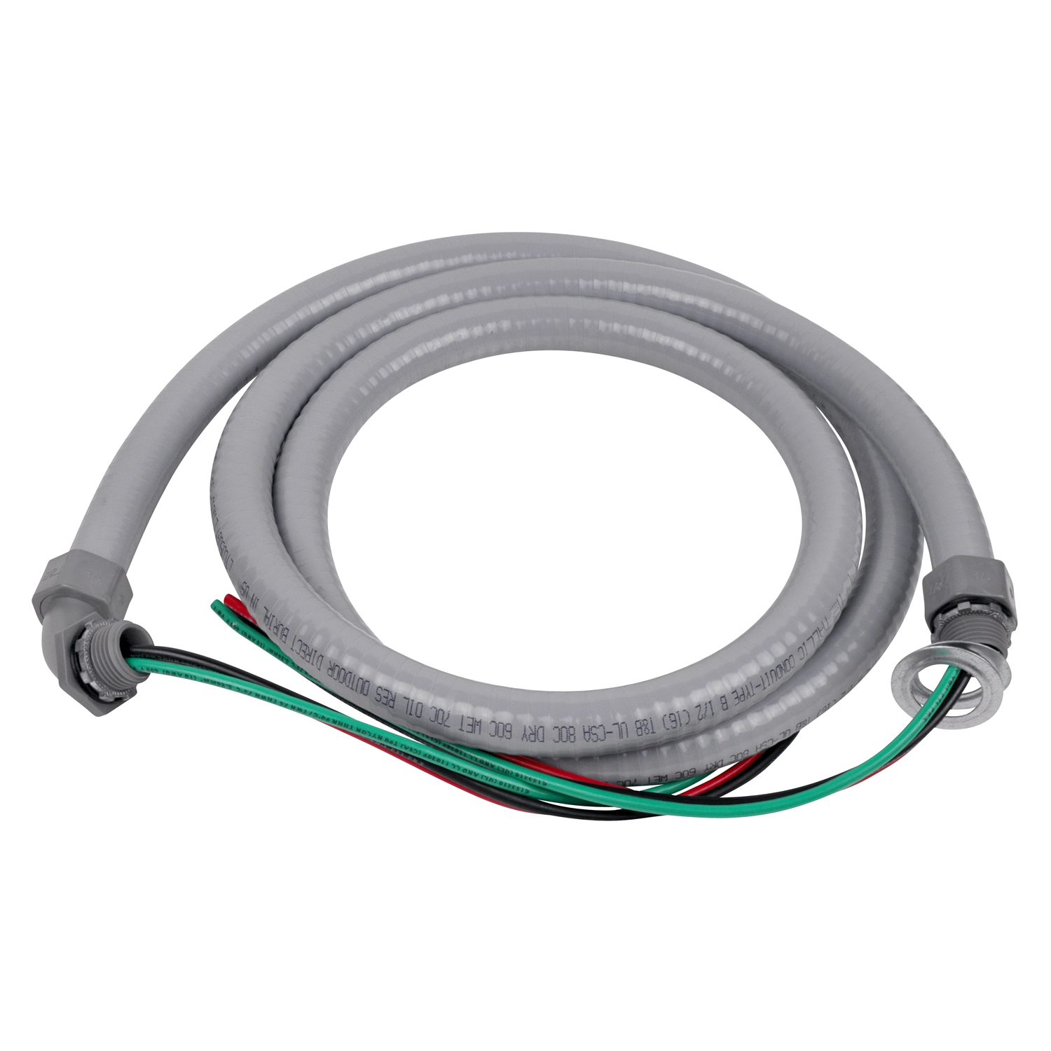 Product image for Steel City LTWHIP-12-6-10 10 AWG 1/2 Inch 6 Foot Non-Metallic Liquidtight Flexible Conduit