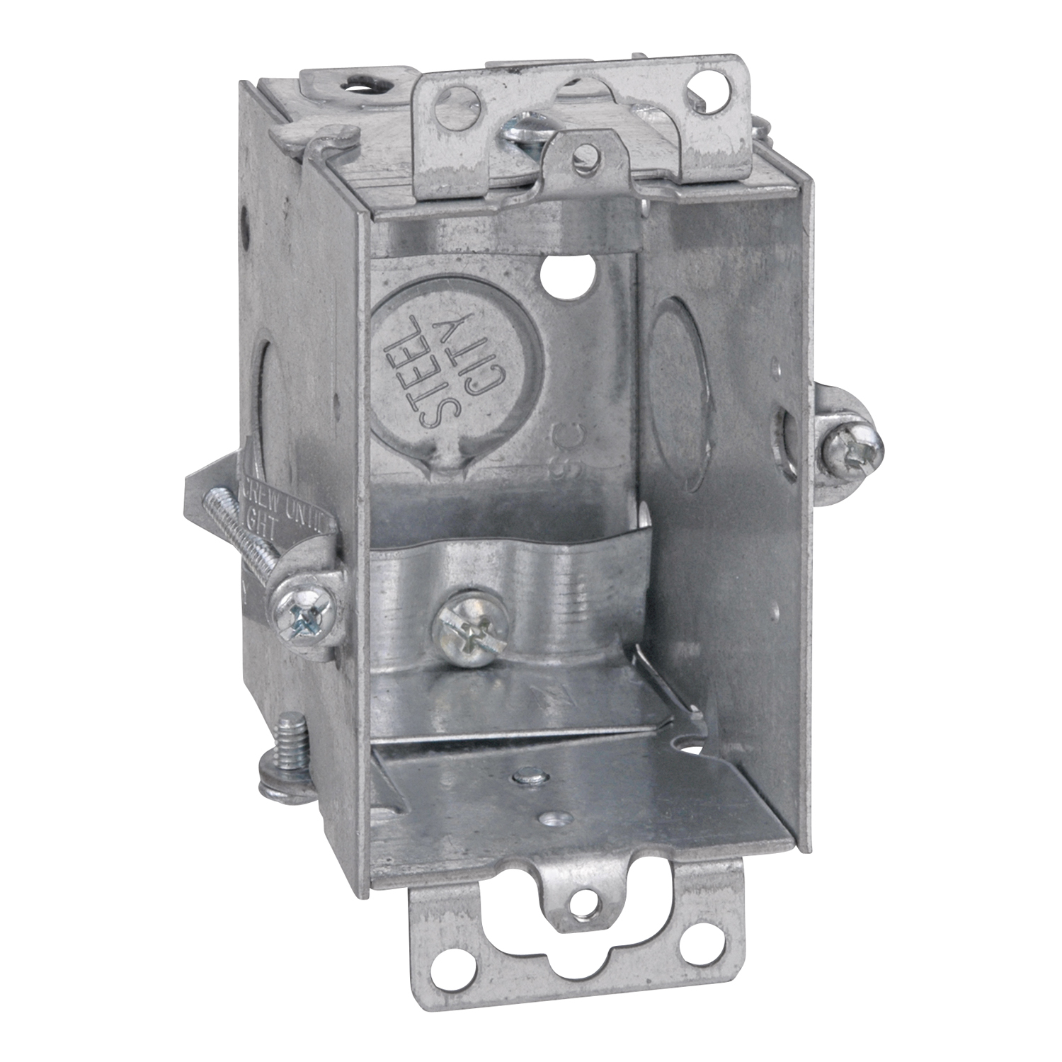 Product image for Steel City LXWOWC-25 3 x 2 x 2-1/2 Inch Dimensions 12.5cu.in Gangable Steel Switch Box with Ears and Clip