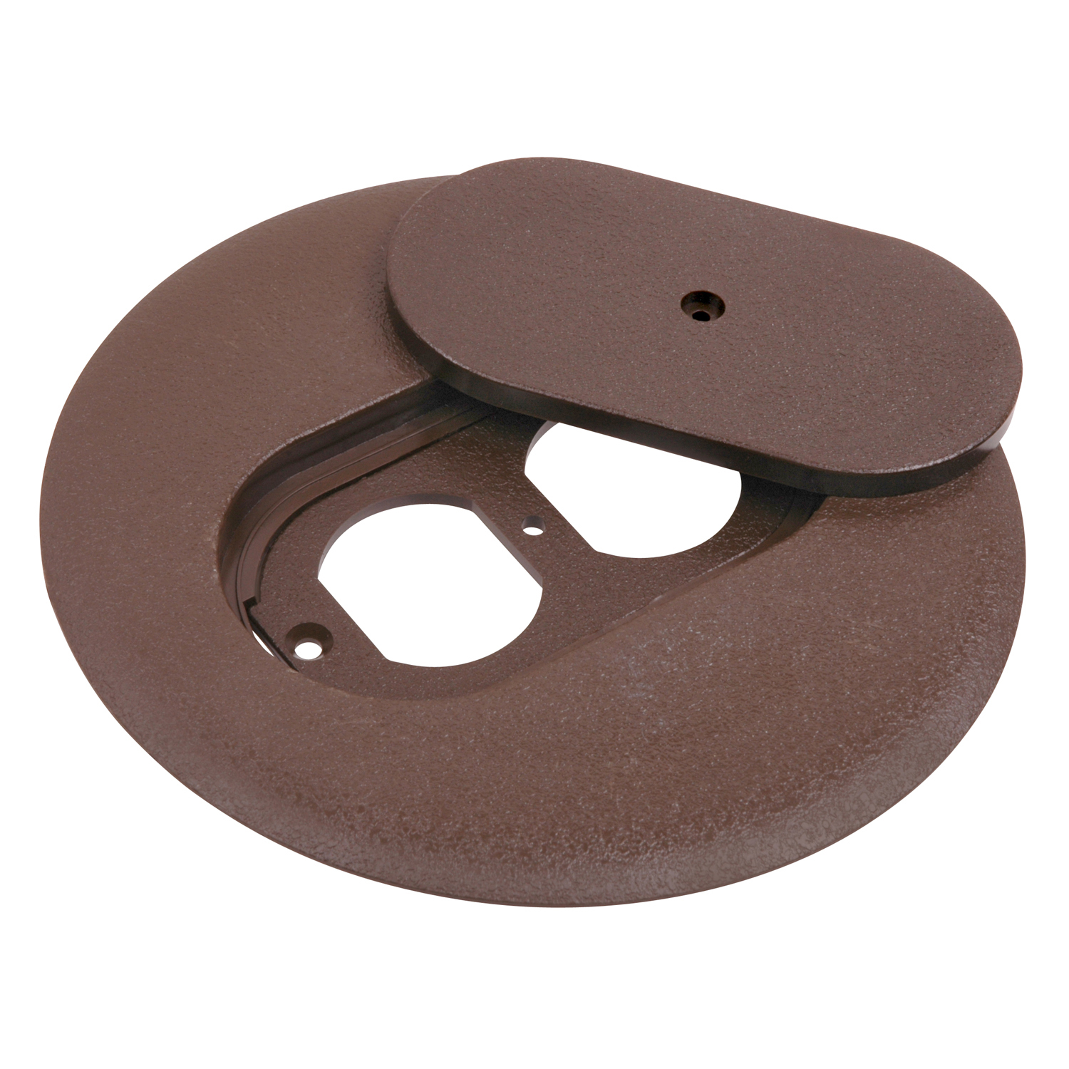 Product image for Steel City P68DRCBRN Carpet Plate / Cover, Flush Service Floor Box, 6" Dia. PolyCarbonate, for Duplex Receptacle - Brown