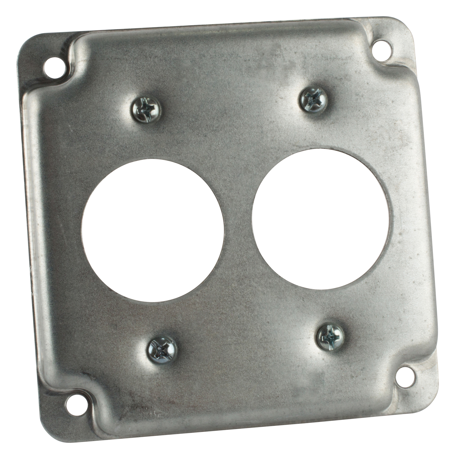 Product image for Steel City RS-10 4" Square Surface Cover, (2) 1-13/32" Single Receptacles, 1/2" Deep, Steel